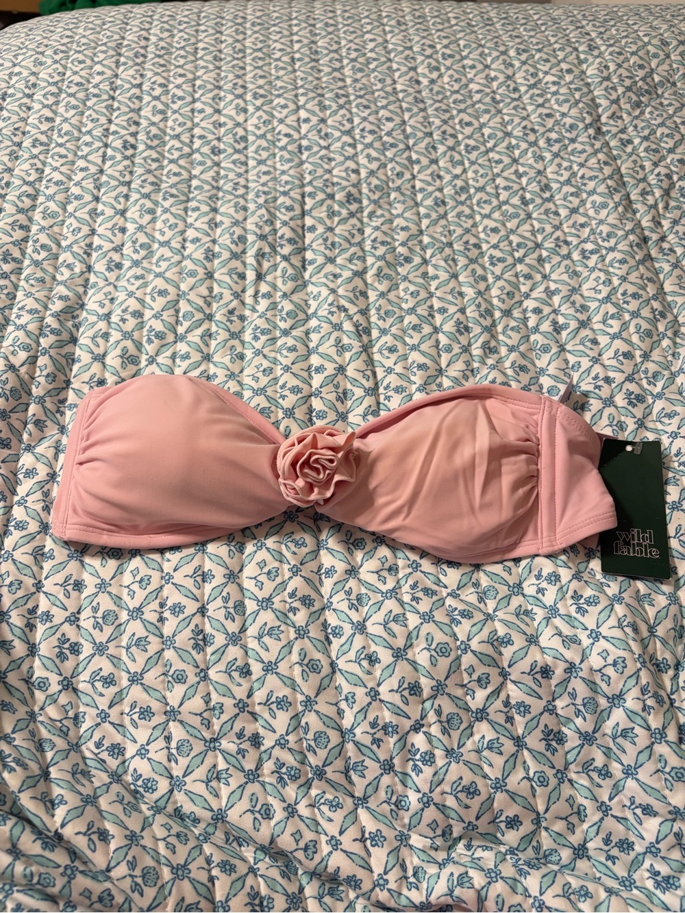 wild fable Pink Strapless Bandeau Top with Rosette